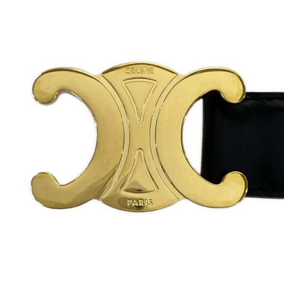 CELINE Medium Triomphe Belt Black Gold Leather Hardware - 783-071825 - Picture 3 of 6